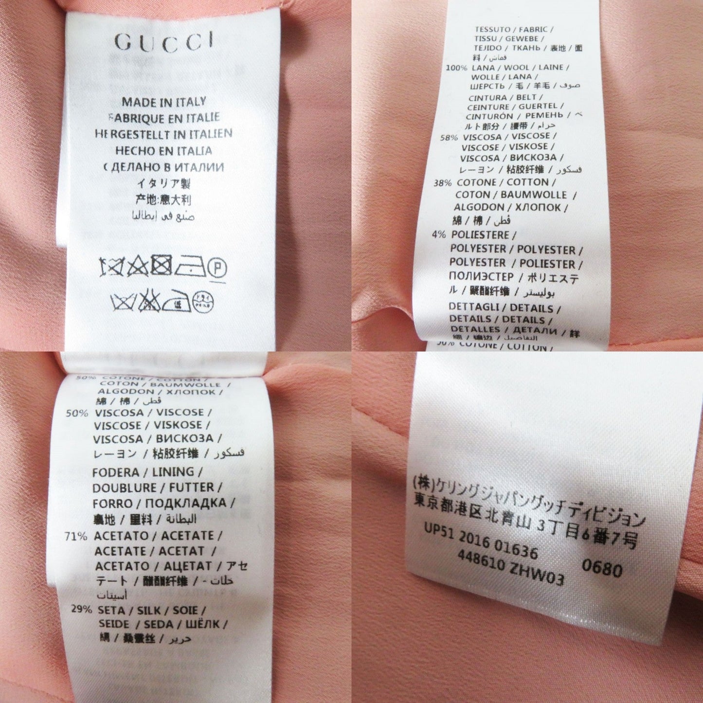 GUCCI coat Outer: 100% wool, part: 58% viscose (rayon), part: 38% cotton, part: 4% polyester, part: 50% cotton black Women 40 Used