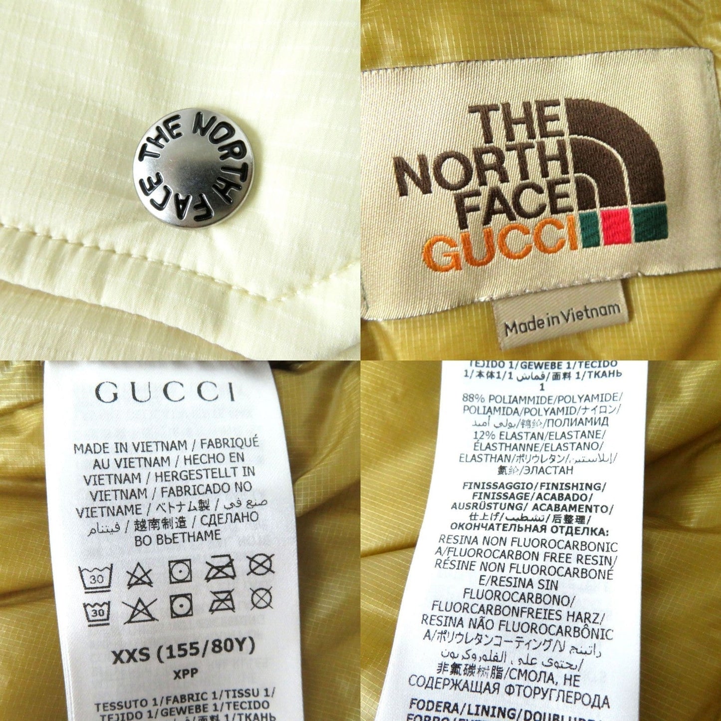 GUCCI Down jacket Outer: 100% polyester, Lining: 100% polyester, Filling: 80% down, Filling: 20% feather Ivorytype Women XXS Used