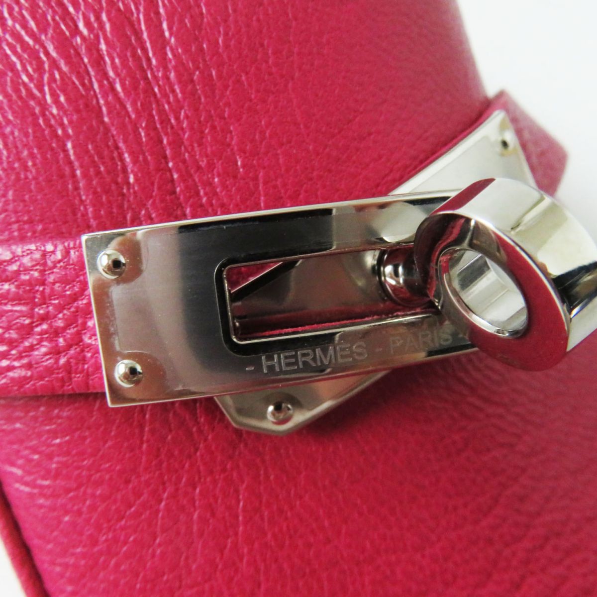 HERMES Mule leather shocking pink SilverMetal 37 1/2