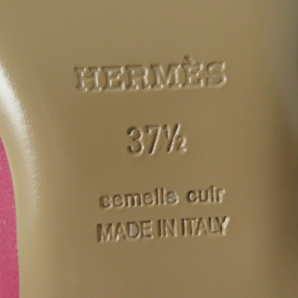 HERMES Mule leather shocking pink SilverMetal 37 1/2