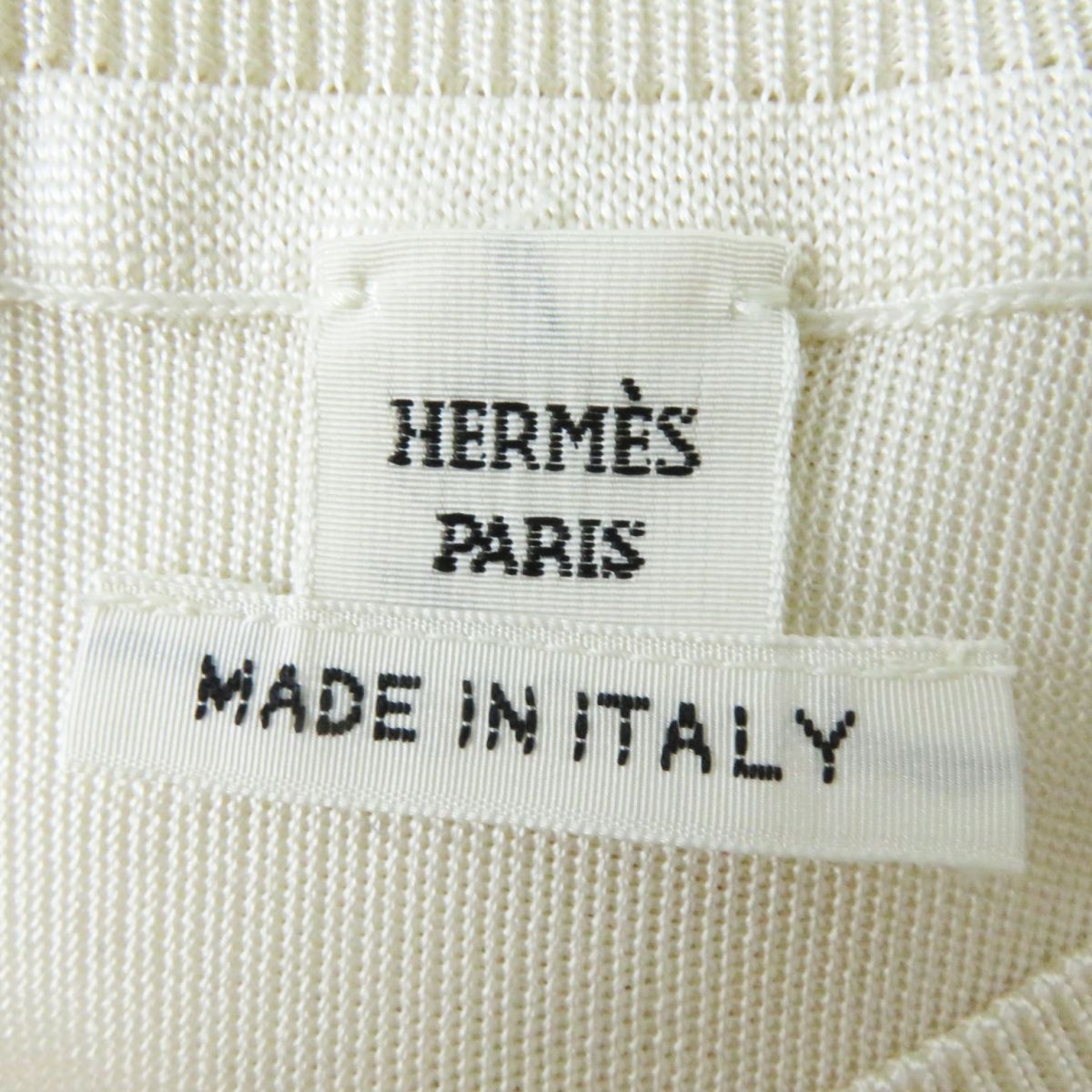 HERMES knit Main: 100% silk, part: 8% nylon, part: 2% polyurethane, part: 100% polyester White type Women 34 Used
