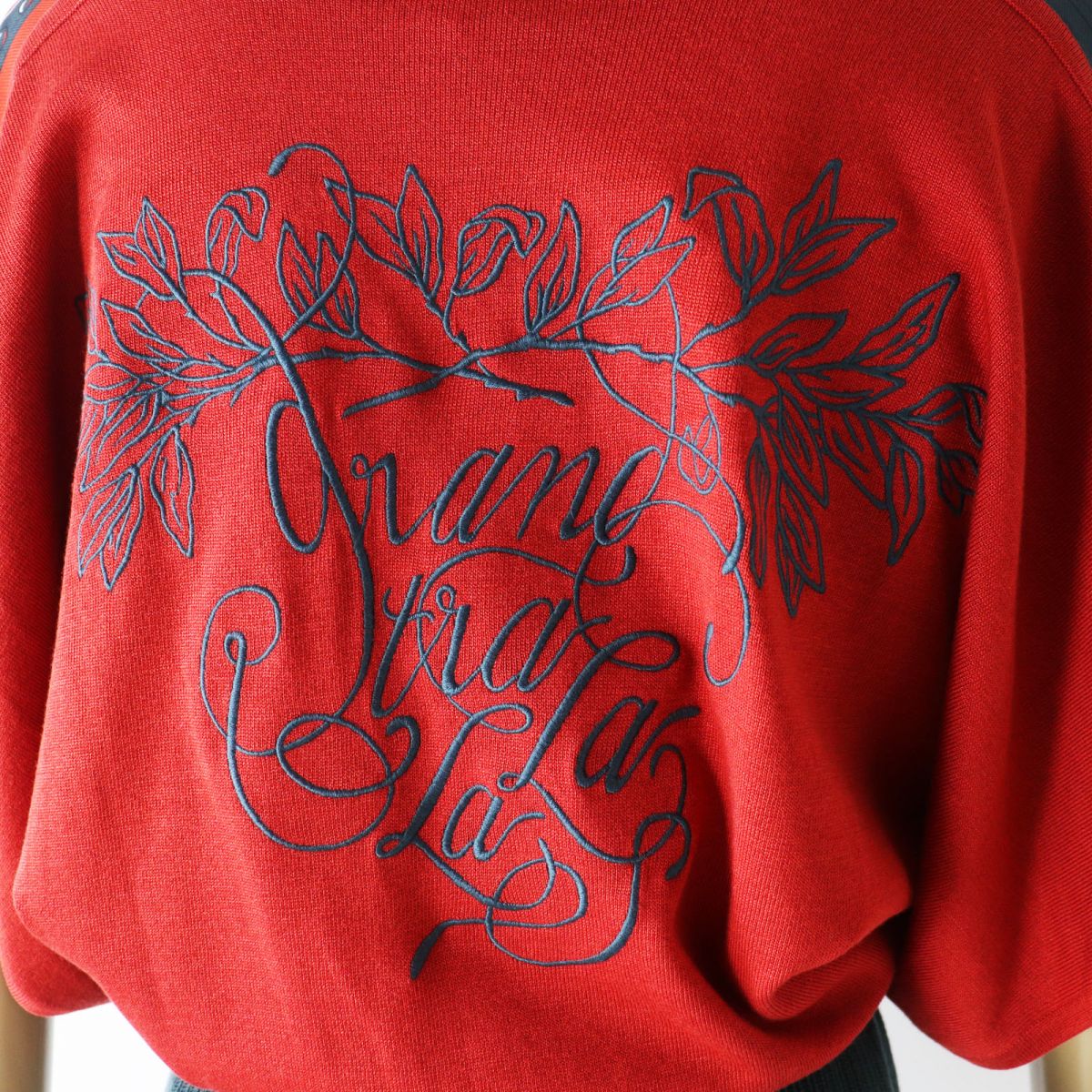 HERMES one piece silk Red x dark green type 34