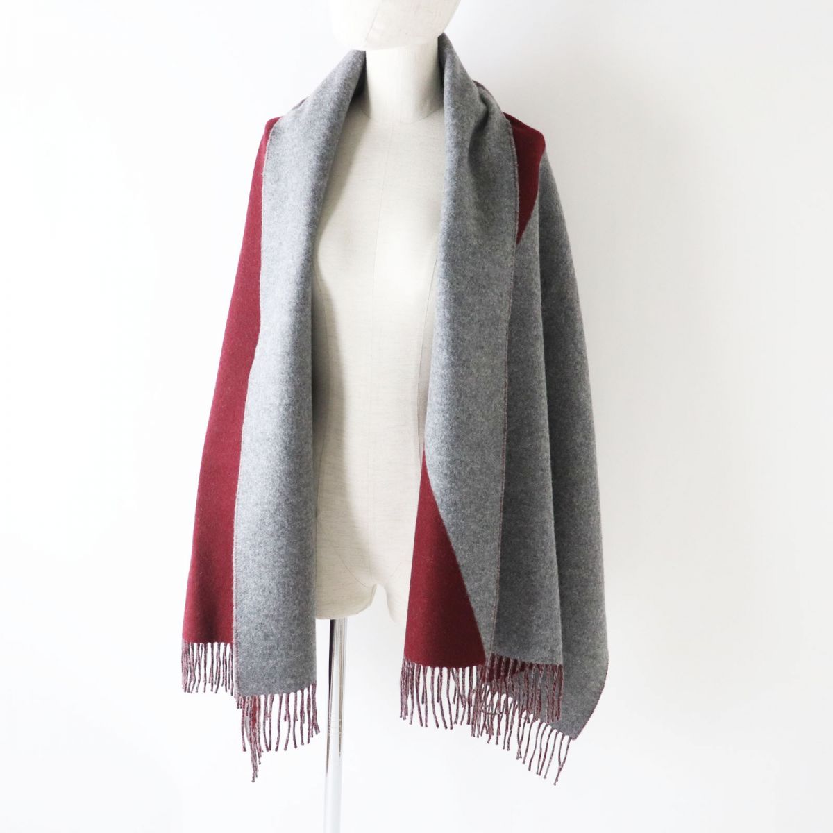 HERMES Scarf Main: 100% cashmere Red Women Used