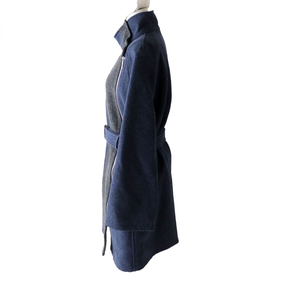 HERMES coat Main: 70% cotton, Main: 30% wool, Part: Leather Navy x Gray type Women 38 Used