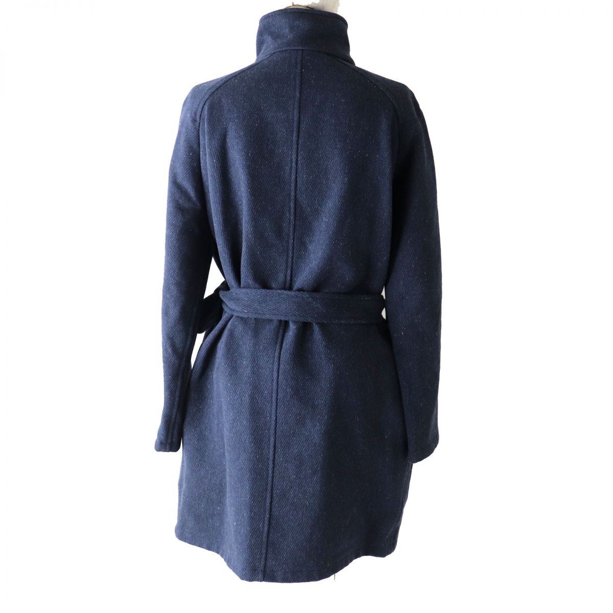 HERMES coat Main: 70% cotton, Main: 30% wool, Part: Leather Navy x Gray type Women 38 Used