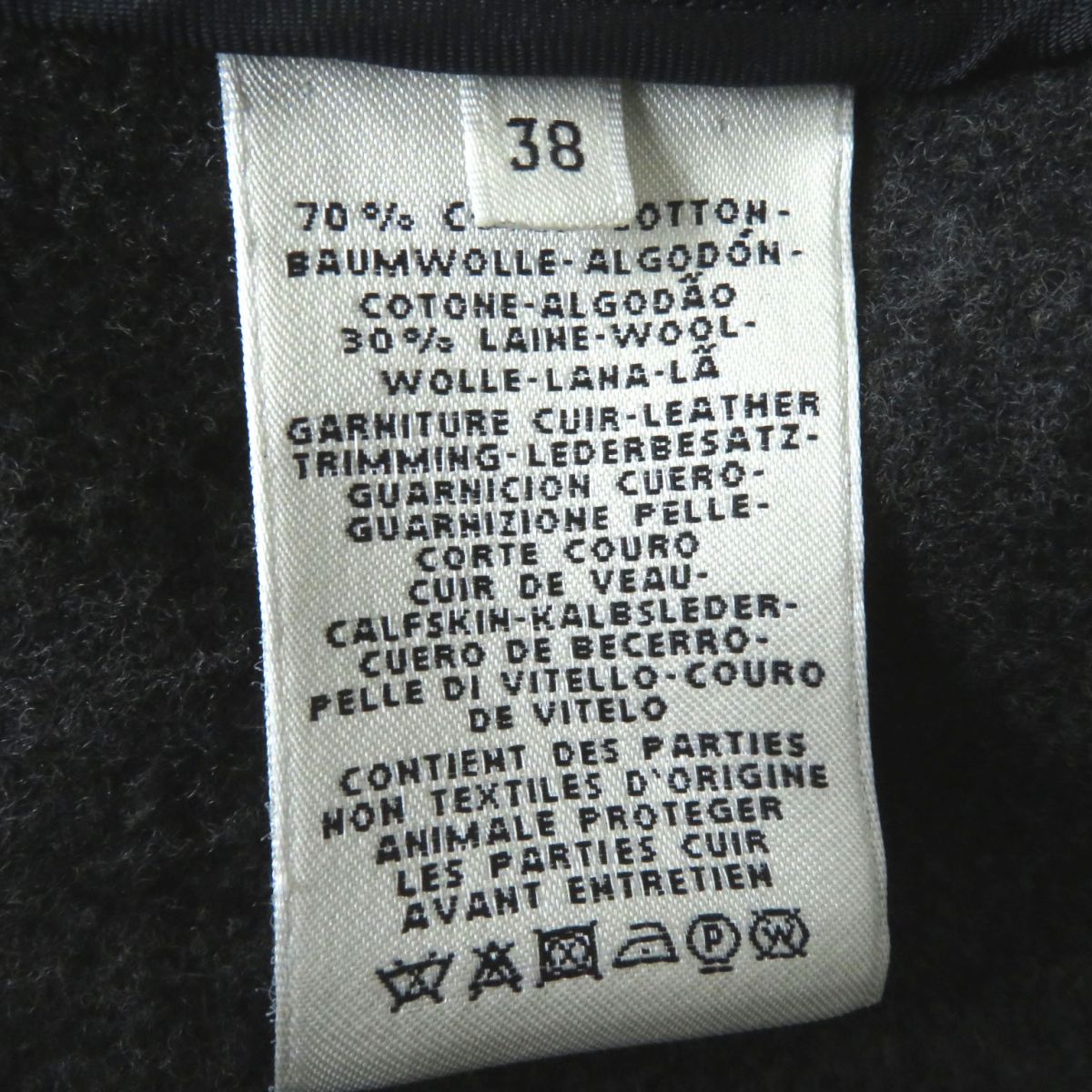 HERMES coat Main: 70% cotton, Main: 30% wool, Part: Leather Navy x Gray type Women 38 Used