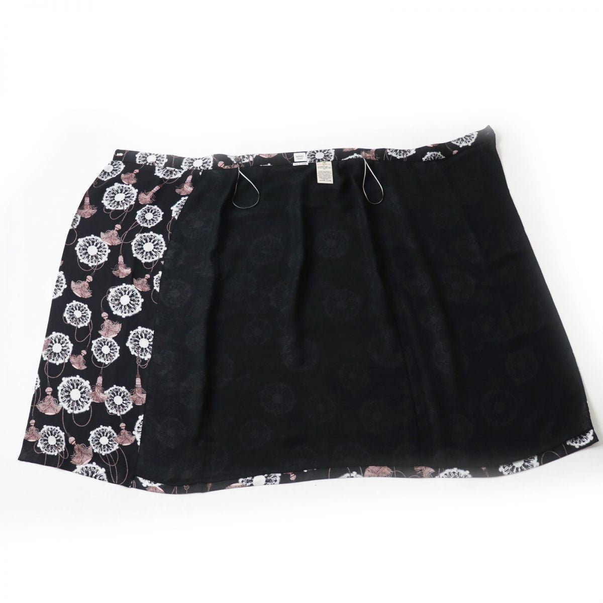HERMES skirt Main: 100% silk Black x White x Dusty Pink All-over Pattern Women 36 Used