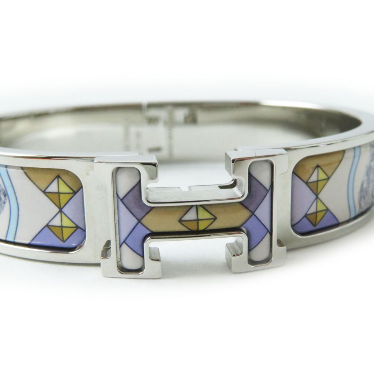 HERMES bracelet Gold Plated Silver multi H Hangul Collier & Chien Click crack PM Women Used