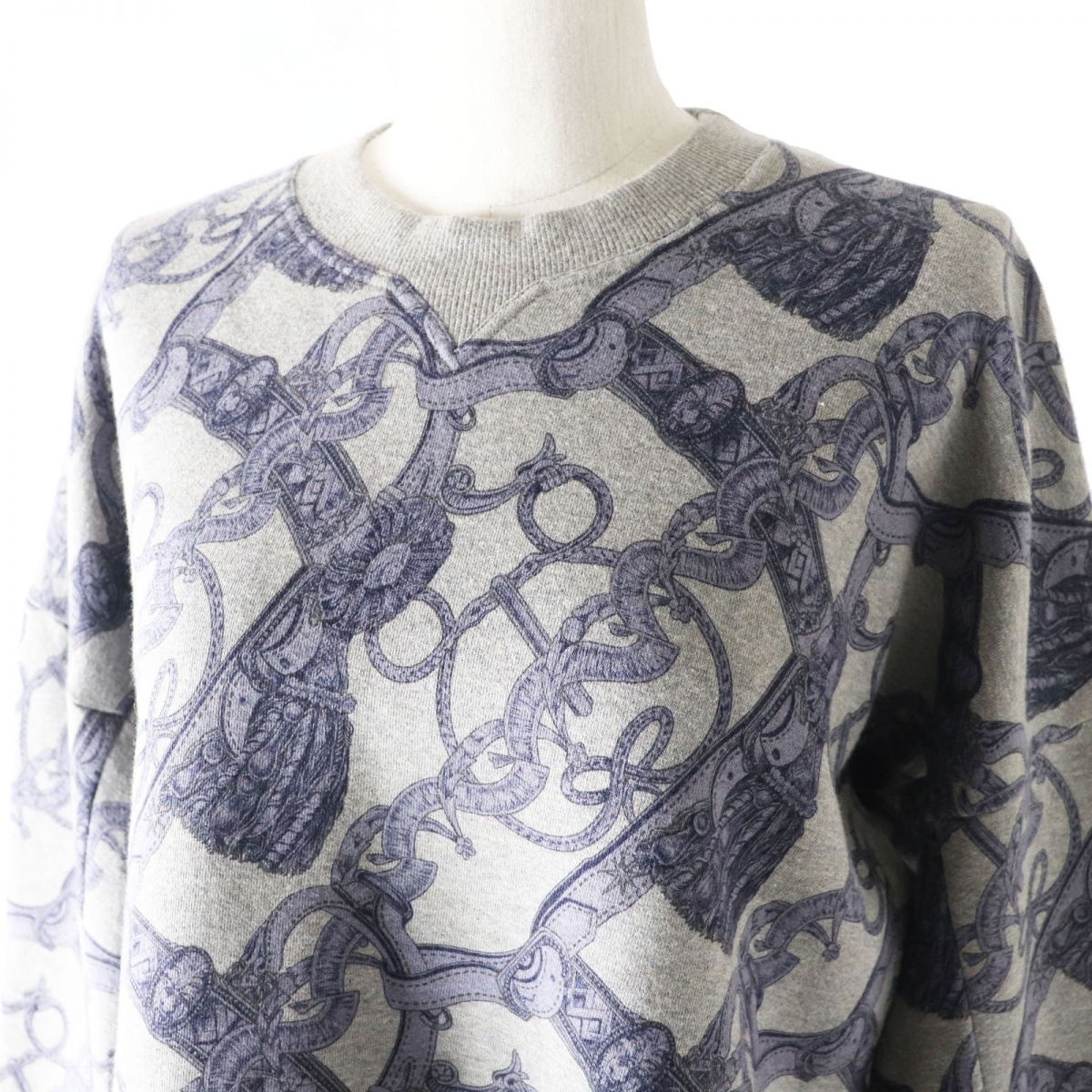 HERMES sweat Main: 86% cotton, Main: 14% camel, Part: 74% cotton, Part: 18% camel, Part: 8% polyurethane Gray x purple<br>Bride de Cour Women 34 Used