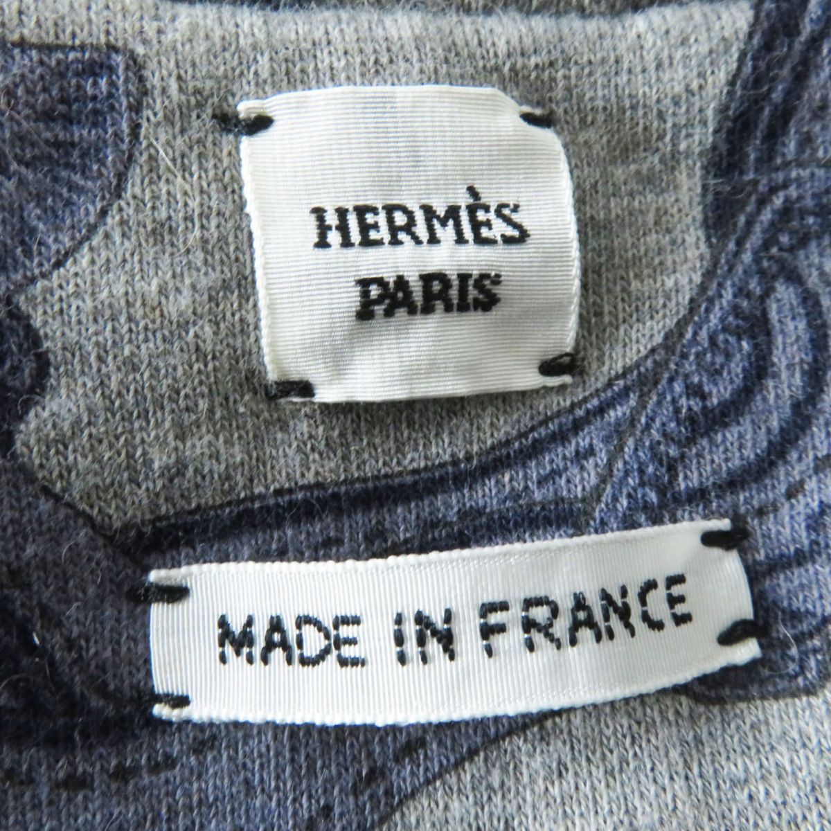 HERMES sweat Main: 86% cotton, Main: 14% camel, Part: 74% cotton, Part: 18% camel, Part: 8% polyurethane Gray x purple<br>Bride de Cour Women 34 Used