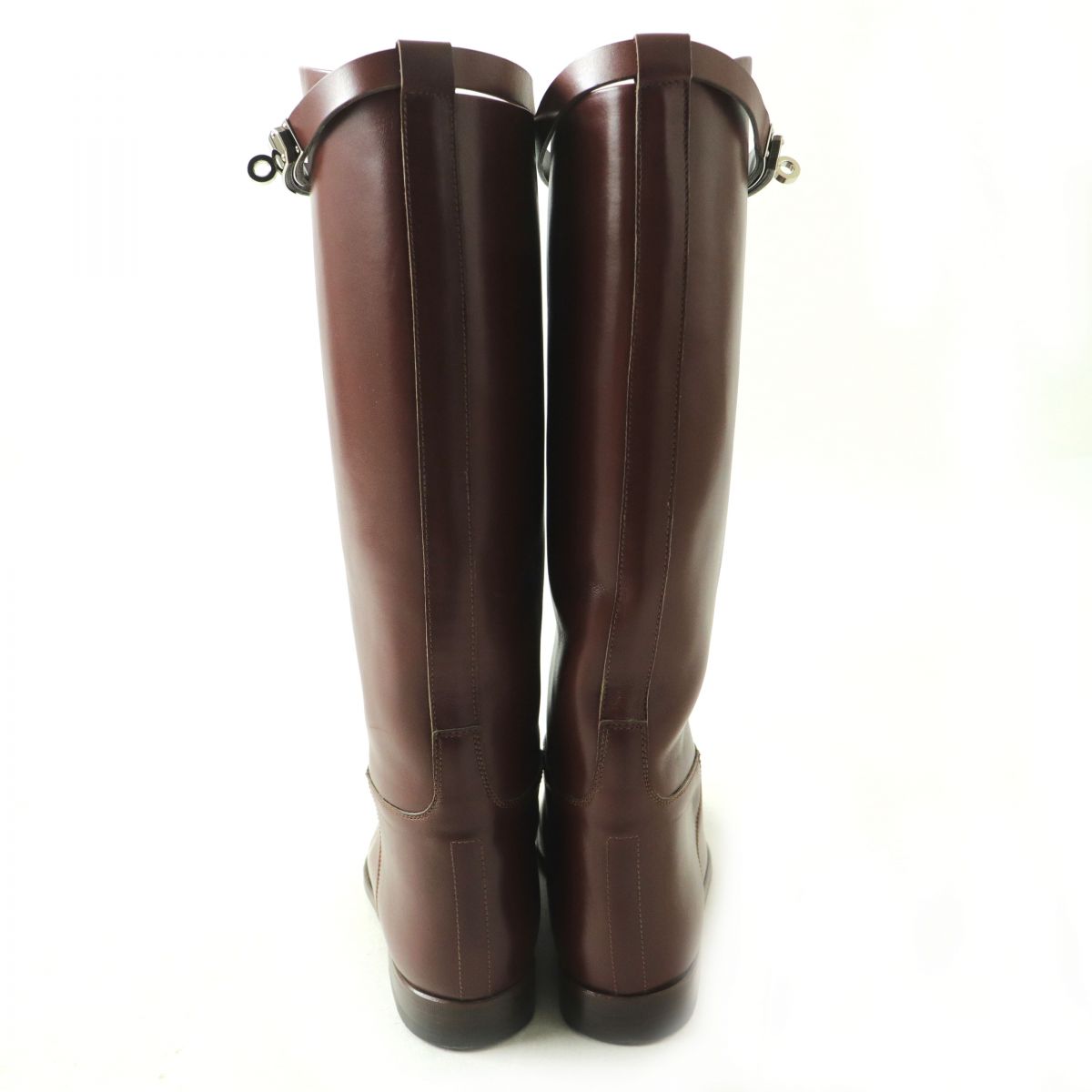 HERMES boots leather Brown x silver 38