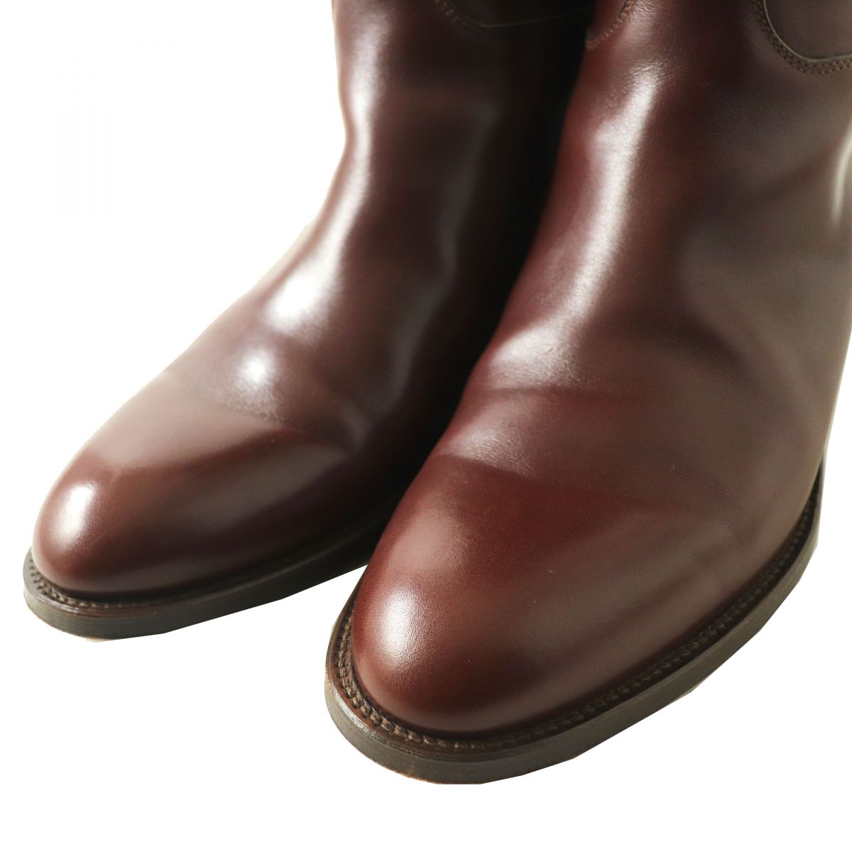 HERMES boots leather Brown x silver 38