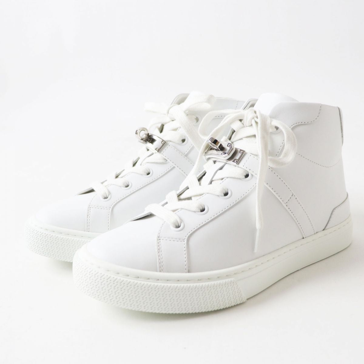 HERMES sneakers Part: Leather, Part: Kelly Metal White xSilver Metal Women 36.5 Used