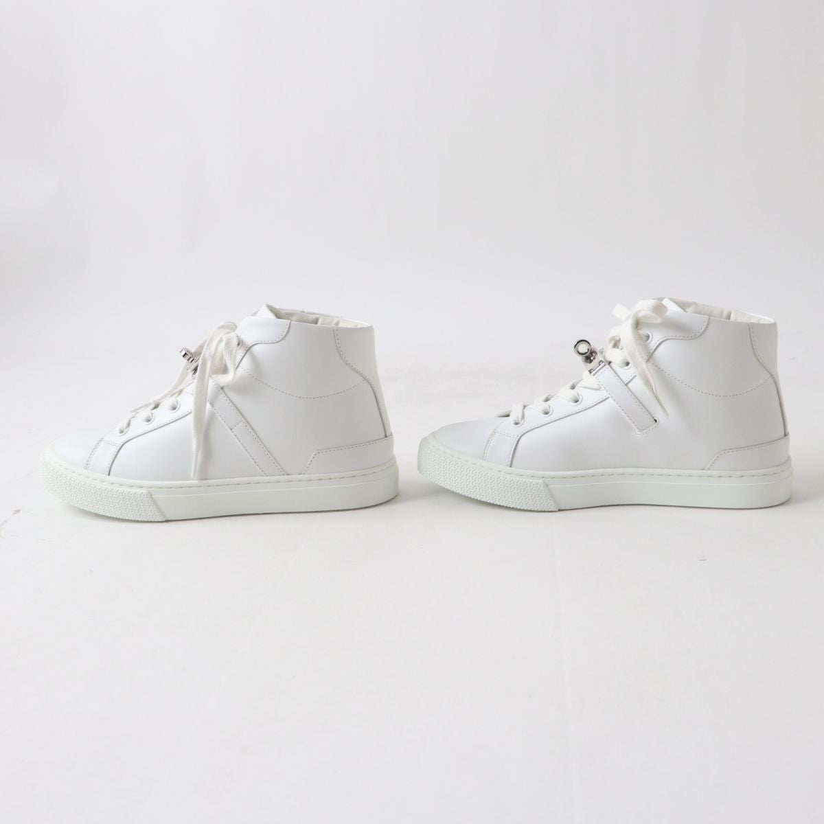 HERMES sneakers Part: Leather, Part: Kelly Metal White xSilver Metal Women 36.5 Used