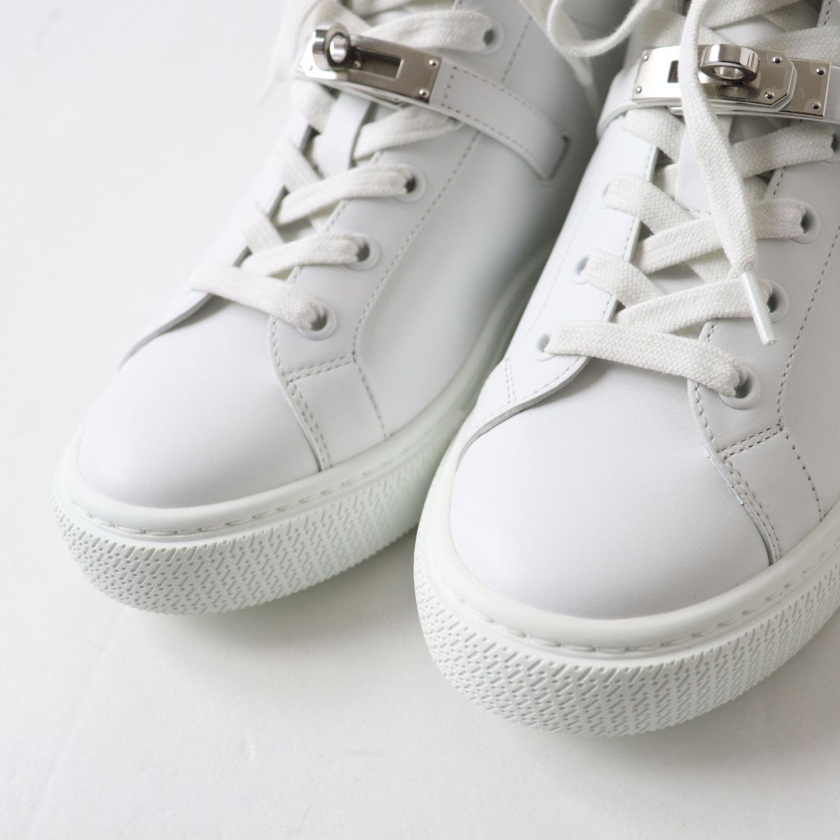 HERMES sneakers Part: Leather, Part: Kelly Metal White xSilver Metal Women 36.5 Used
