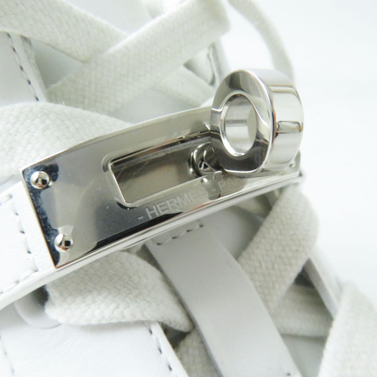 HERMES sneakers Part: Leather, Part: Kelly Metal White xSilver Metal Women 36.5 Used