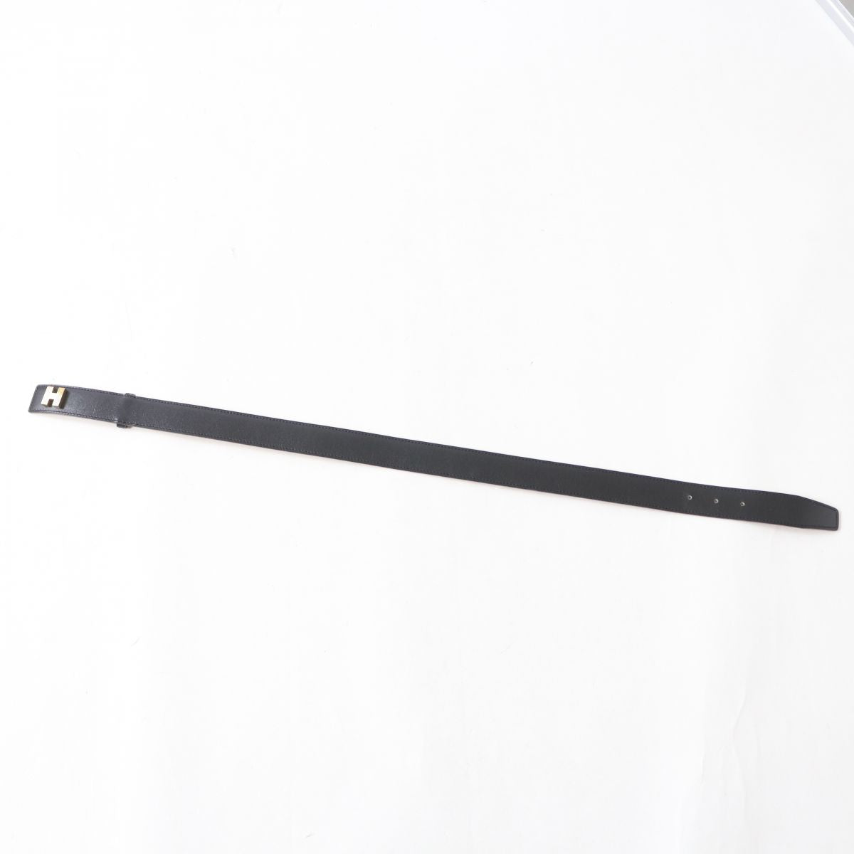 HERMES belt Main: Leather Black x Gold Metal Women Used