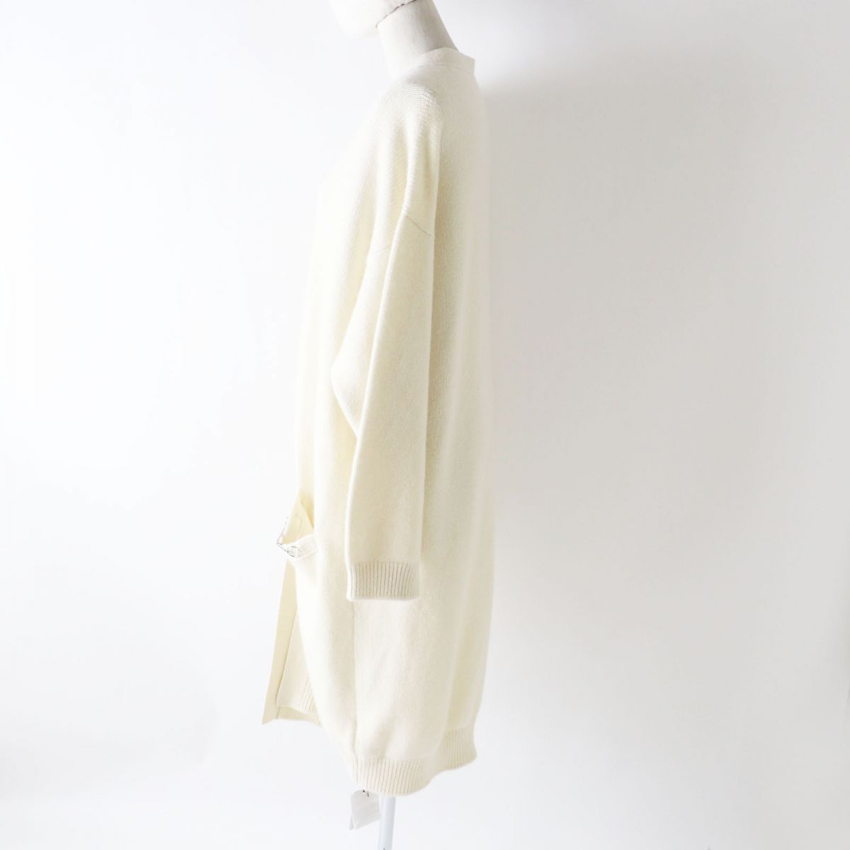 HERMES knit Main: 100% cashmere IvoryxSilverMetal Women 36 Used