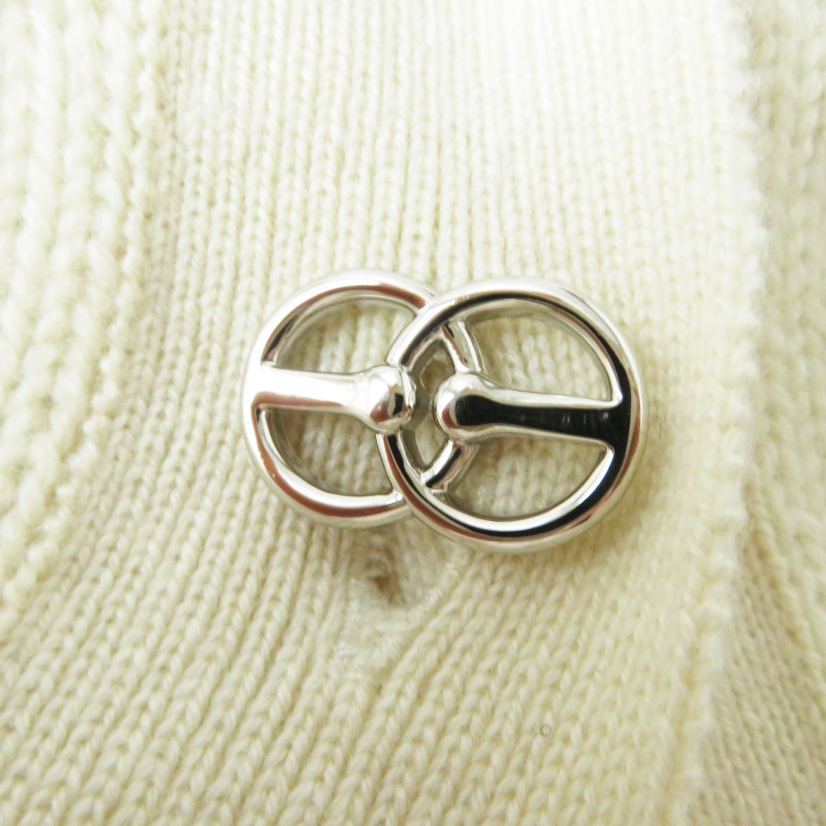 HERMES knit Main: 100% cashmere IvoryxSilverMetal Women 36 Used