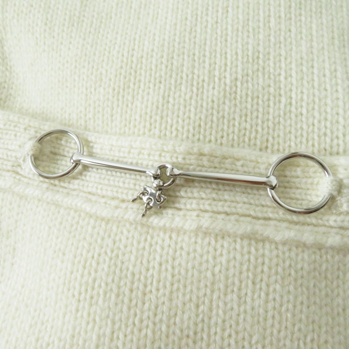 HERMES knit Main: 100% cashmere IvoryxSilverMetal Women 36 Used