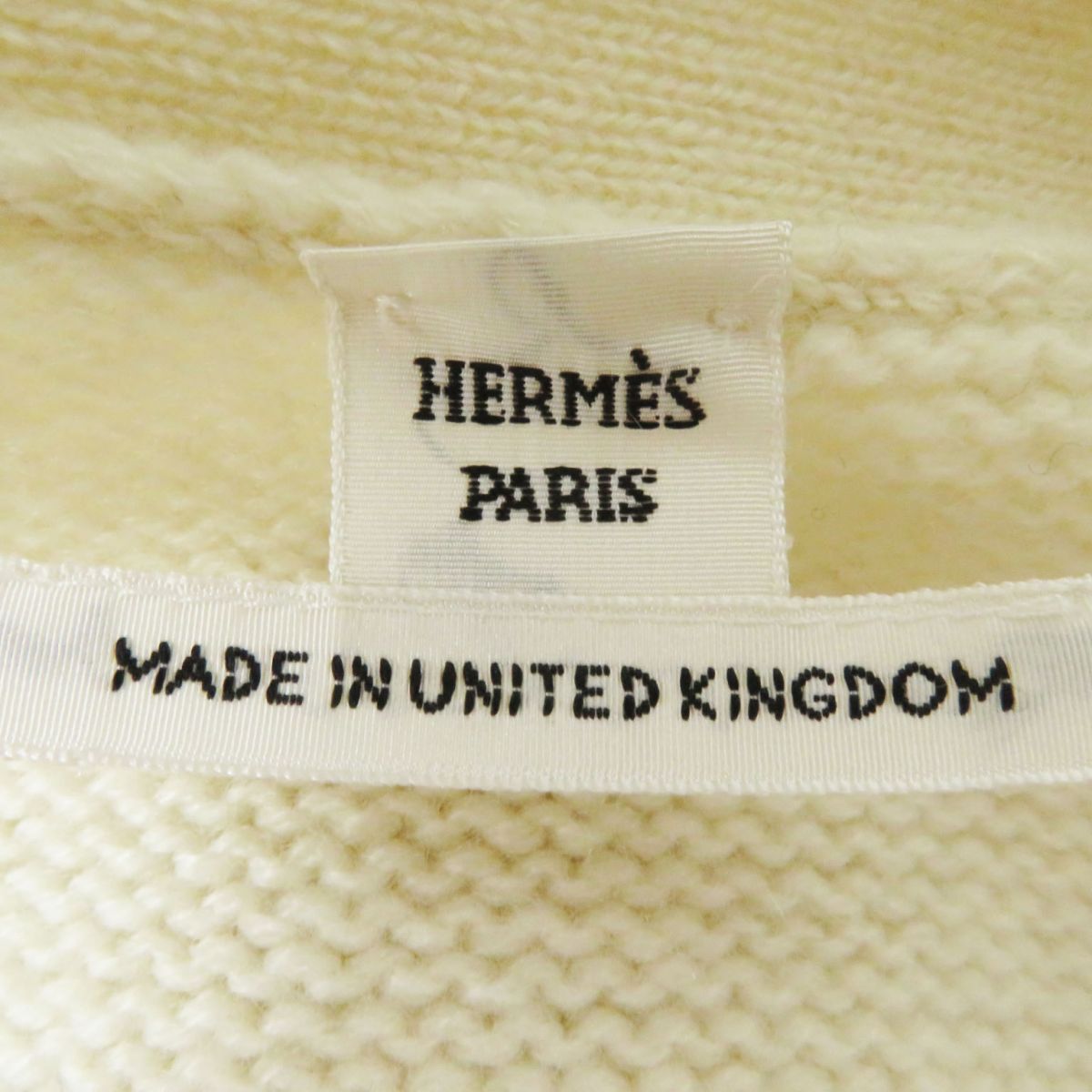 HERMES knit Main: 100% cashmere IvoryxSilverMetal Women 36 Used