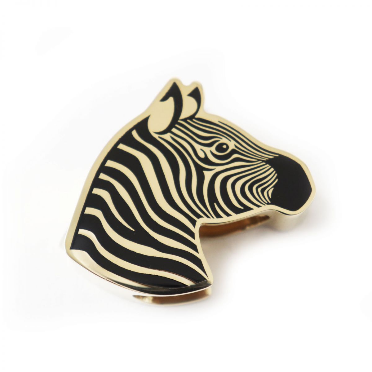 HERMES Scarf ring Perma brass Gold x Black Zebra Animal