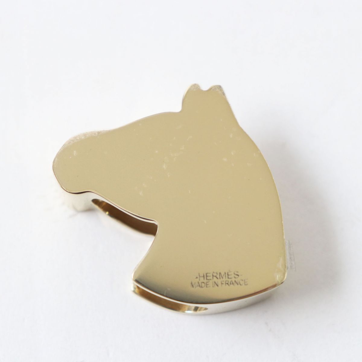 HERMES Scarf ring Perma brass Gold x Black Zebra Animal