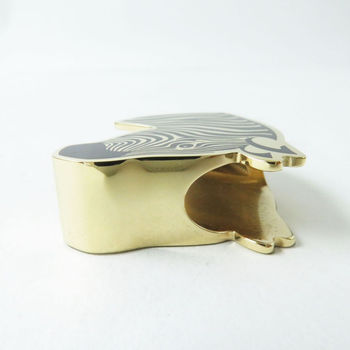 HERMES Scarf ring Perma brass Gold x Black Zebra Animal