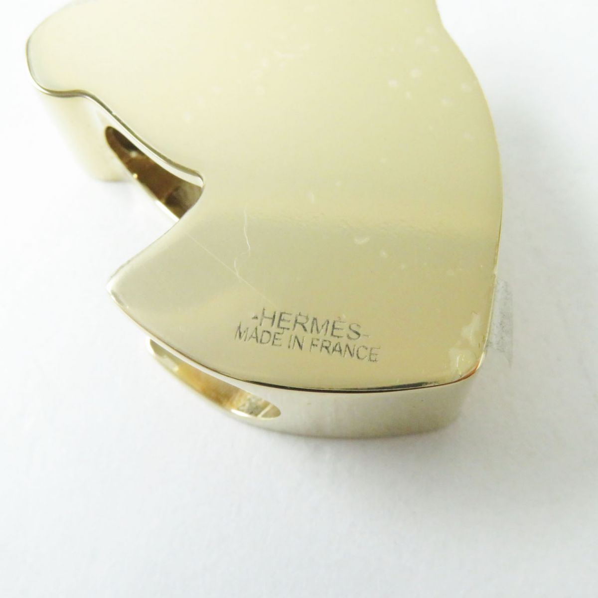 HERMES Scarf ring Perma brass Gold x Black Zebra Animal