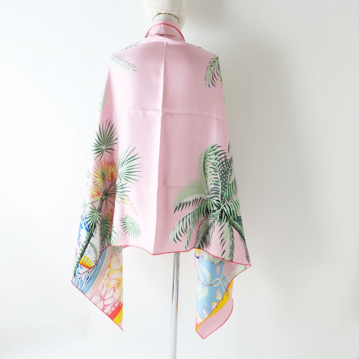 HERMES scarf silk Rose Buvard/Jaune Soleil Aloha rectangle