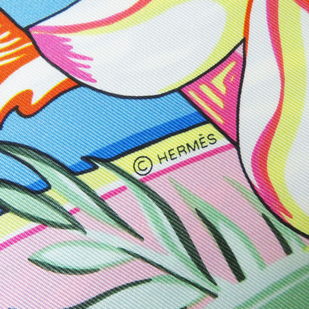 HERMES scarf silk Rose Buvard/Jaune Soleil Aloha rectangle