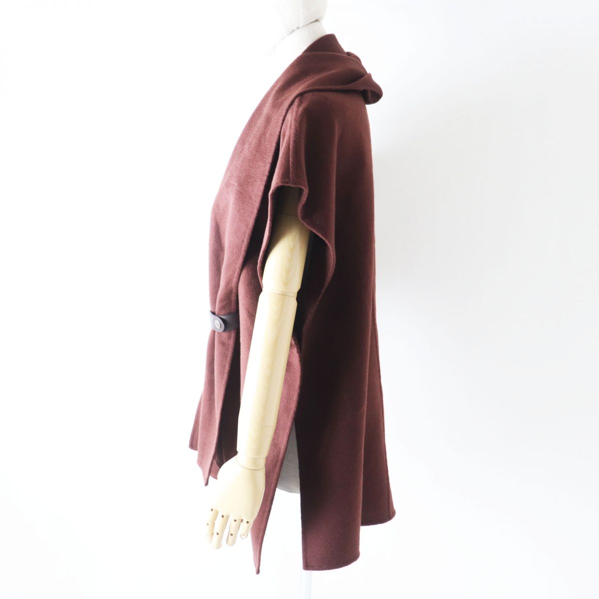 HERMES Best Main: 100% cashmere, Leather part: Sheepskin Brown Women 34 Used