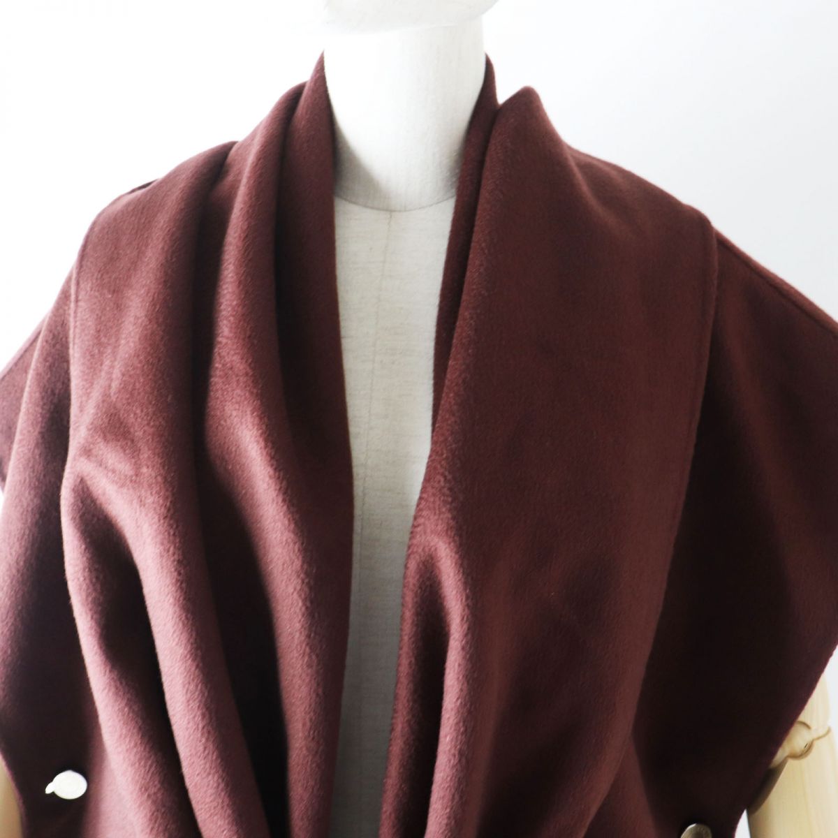 HERMES Best Main: 100% cashmere, Leather part: Sheepskin Brown Women 34 Used