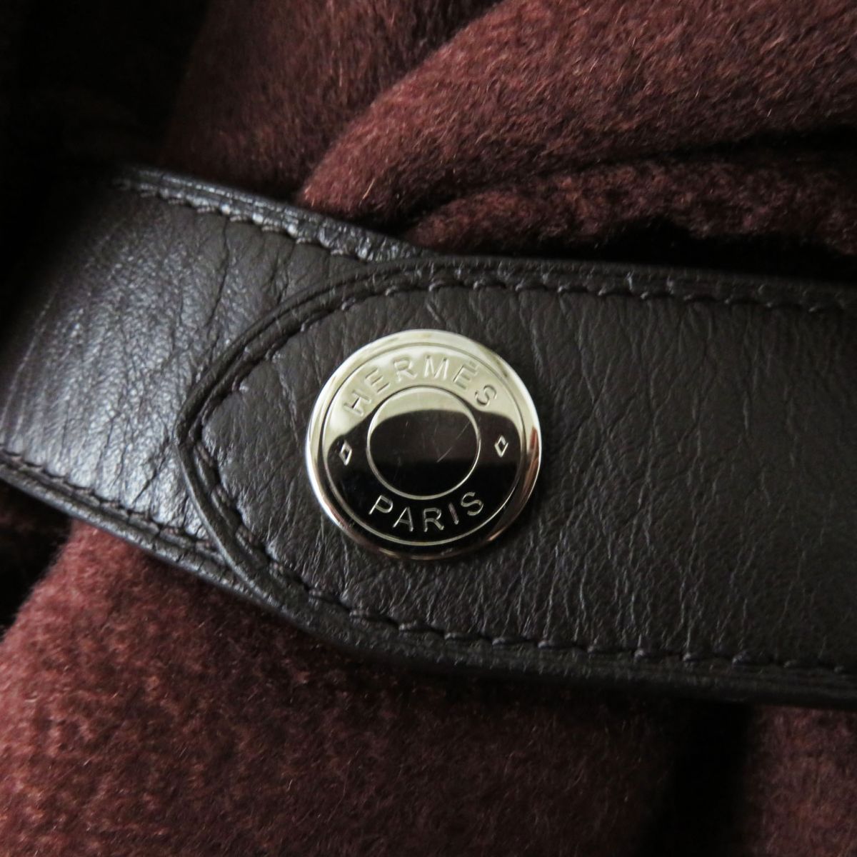 HERMES Best Main: 100% cashmere, Leather part: Sheepskin Brown Women 34 Used