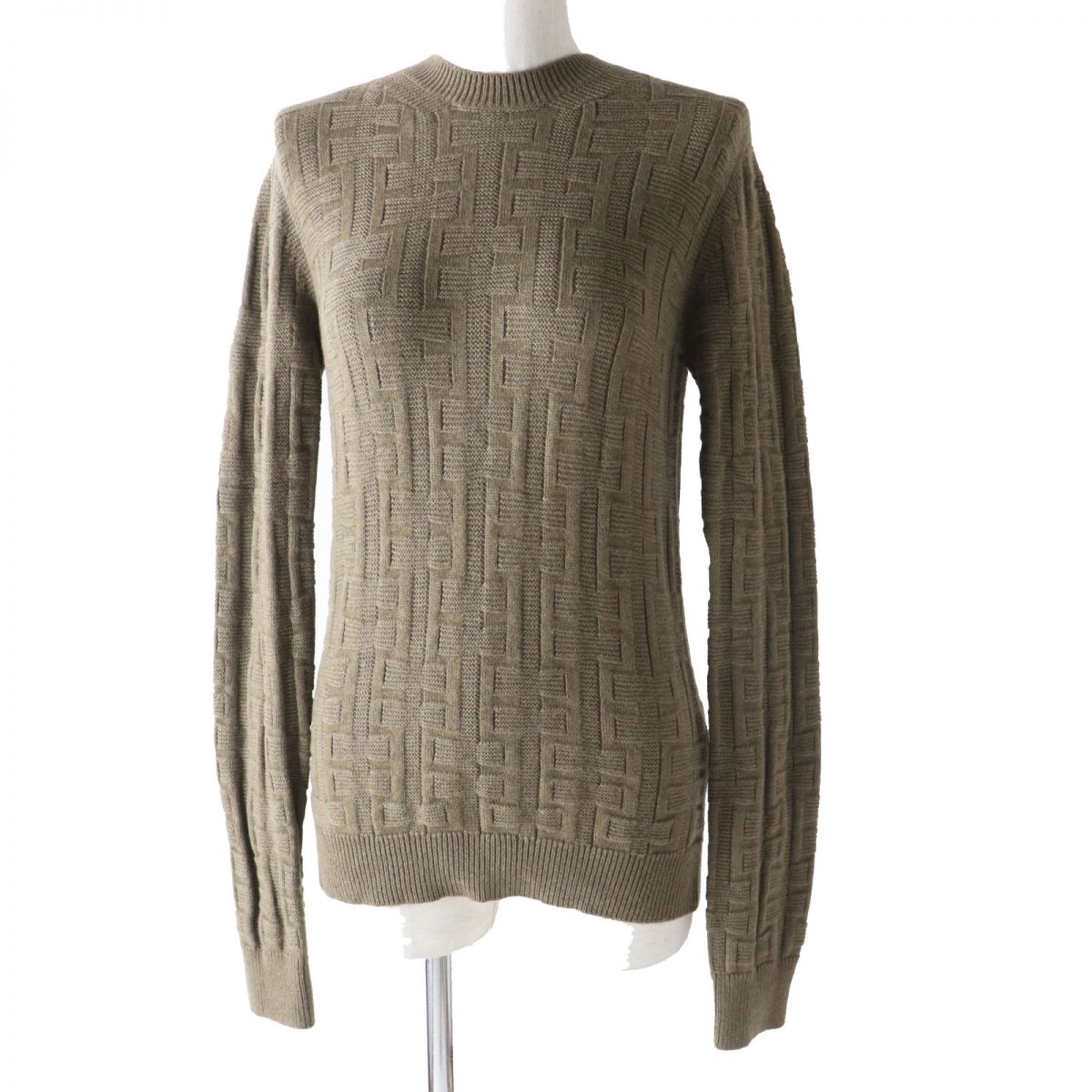 HERMES knit Main: 100% virgin wool Khaki brown type Women 36 Used