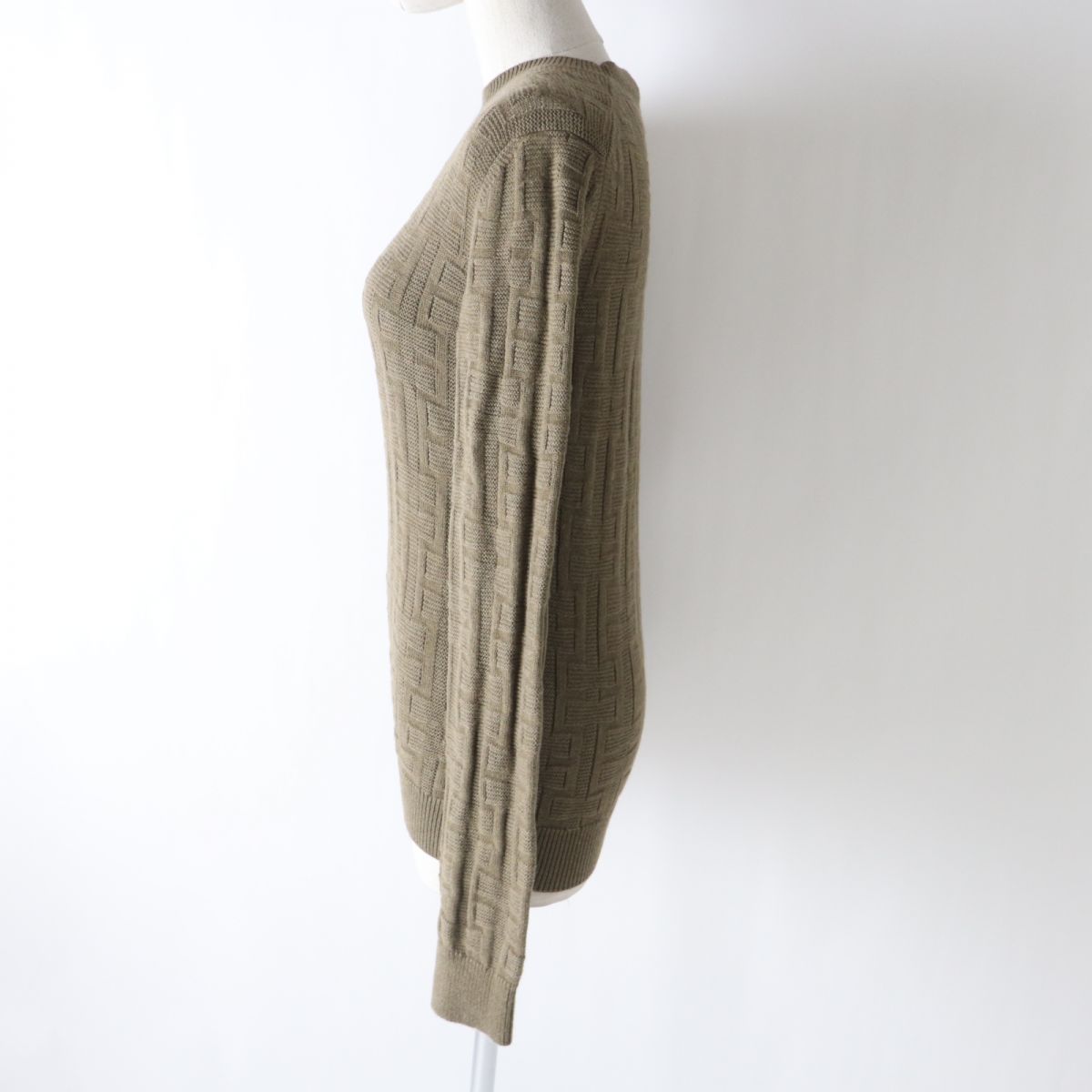 HERMES knit Main: 100% virgin wool Khaki brown type Women 36 Used