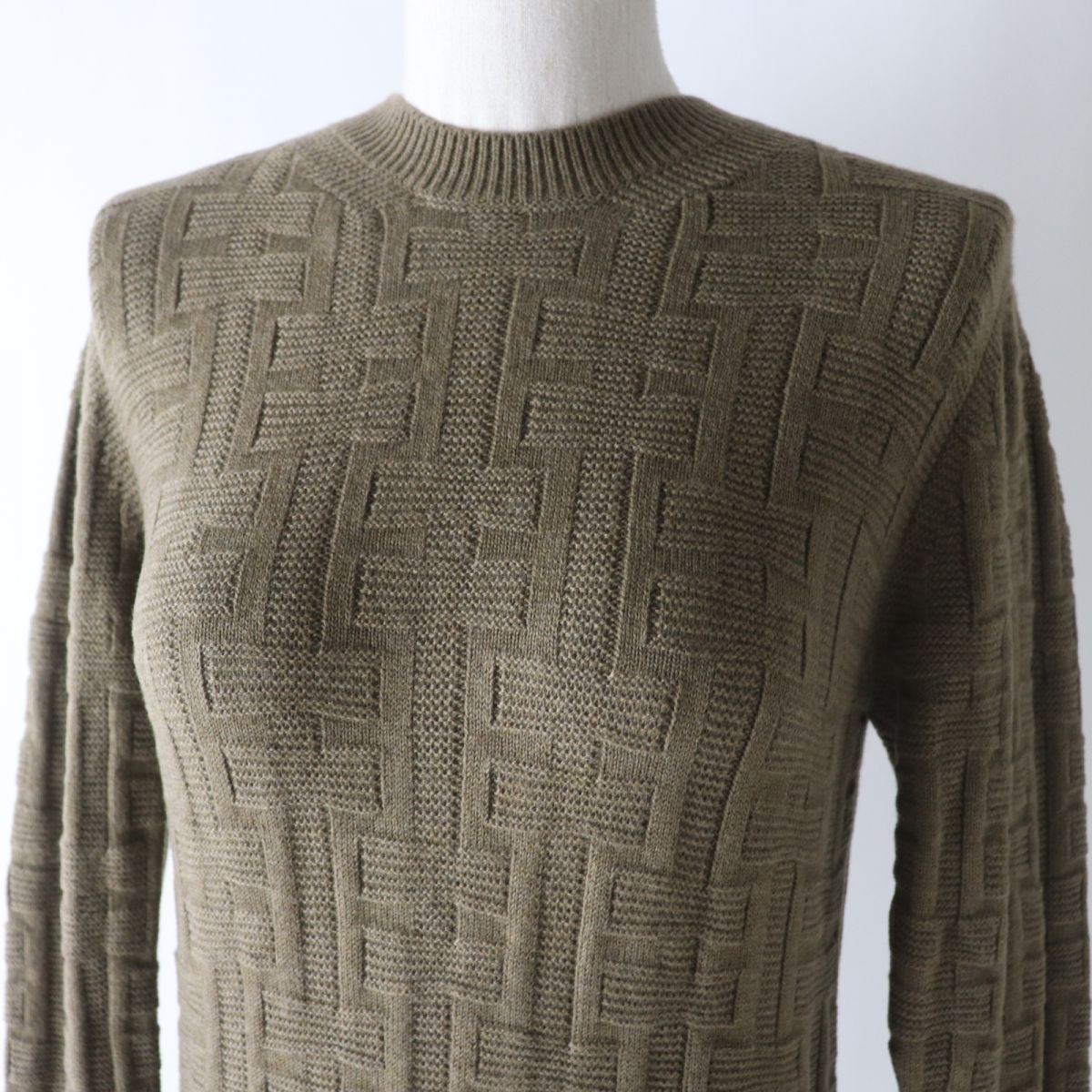 HERMES knit Main: 100% virgin wool Khaki brown type Women 36 Used