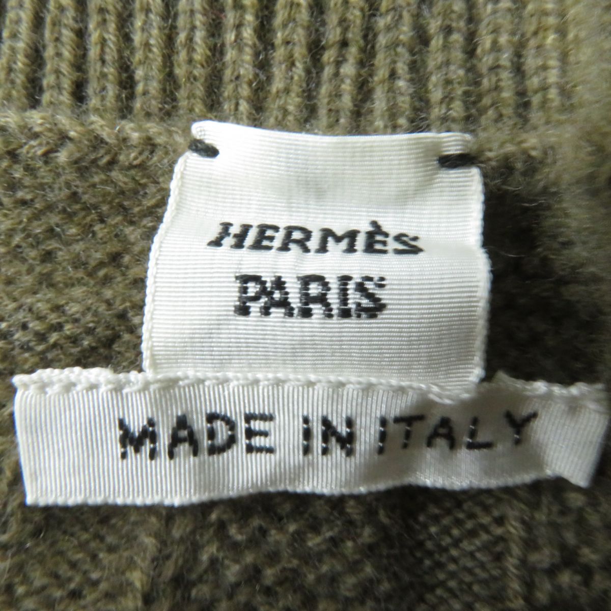 HERMES knit Main: 100% virgin wool Khaki brown type Women 36 Used