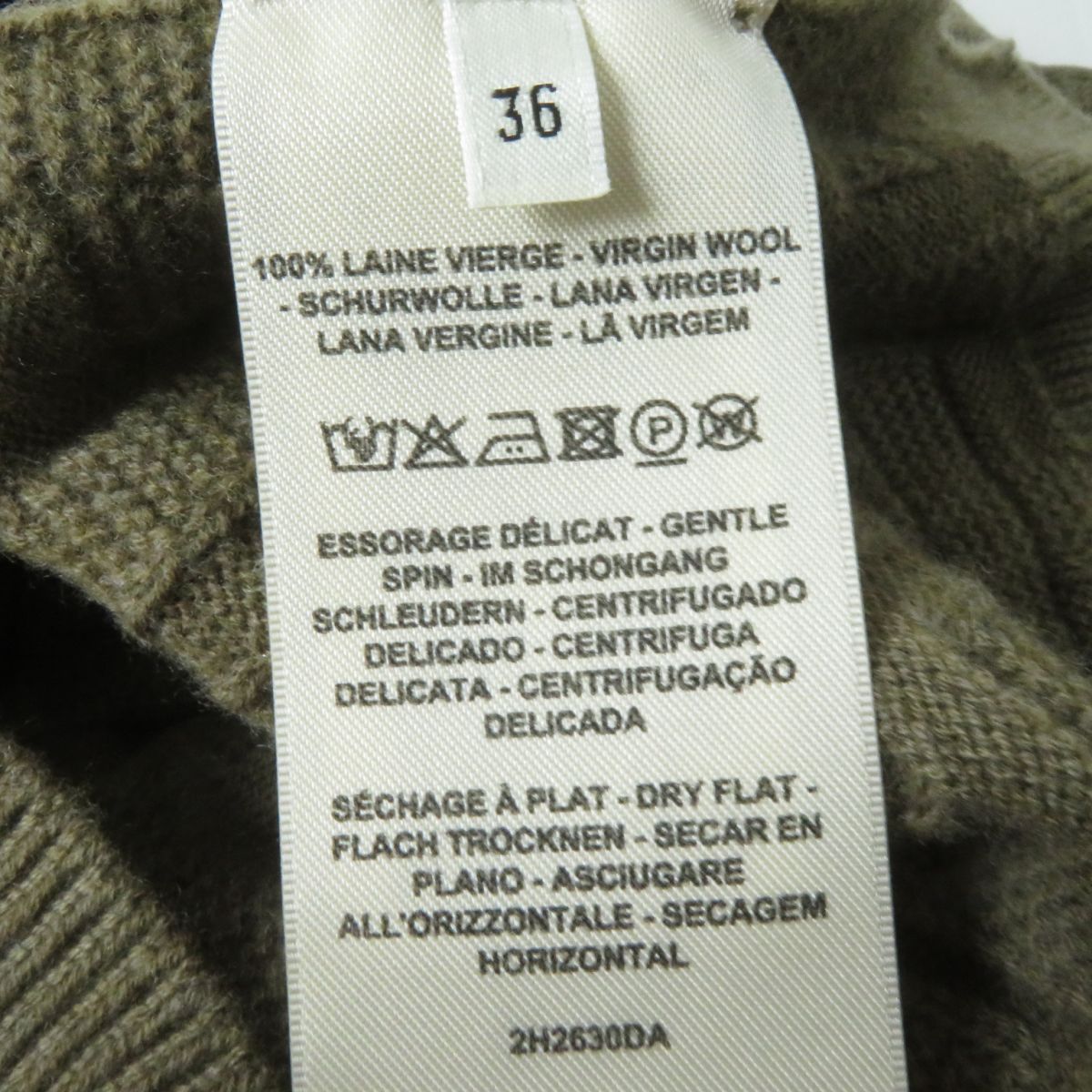 HERMES knit Main: 100% virgin wool Khaki brown type Women 36 Used