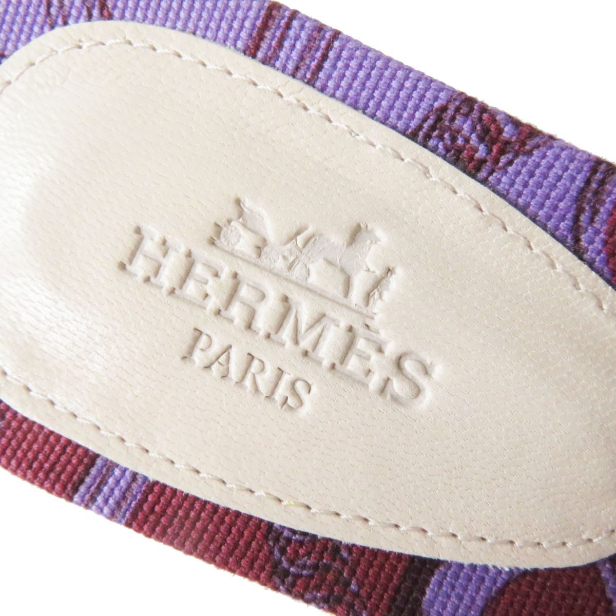 HERMES Sandals leather Purple x Light Pink x Silver Metal 36