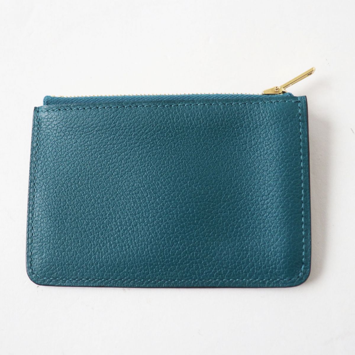 HERMES Coin case leather mint Ruri