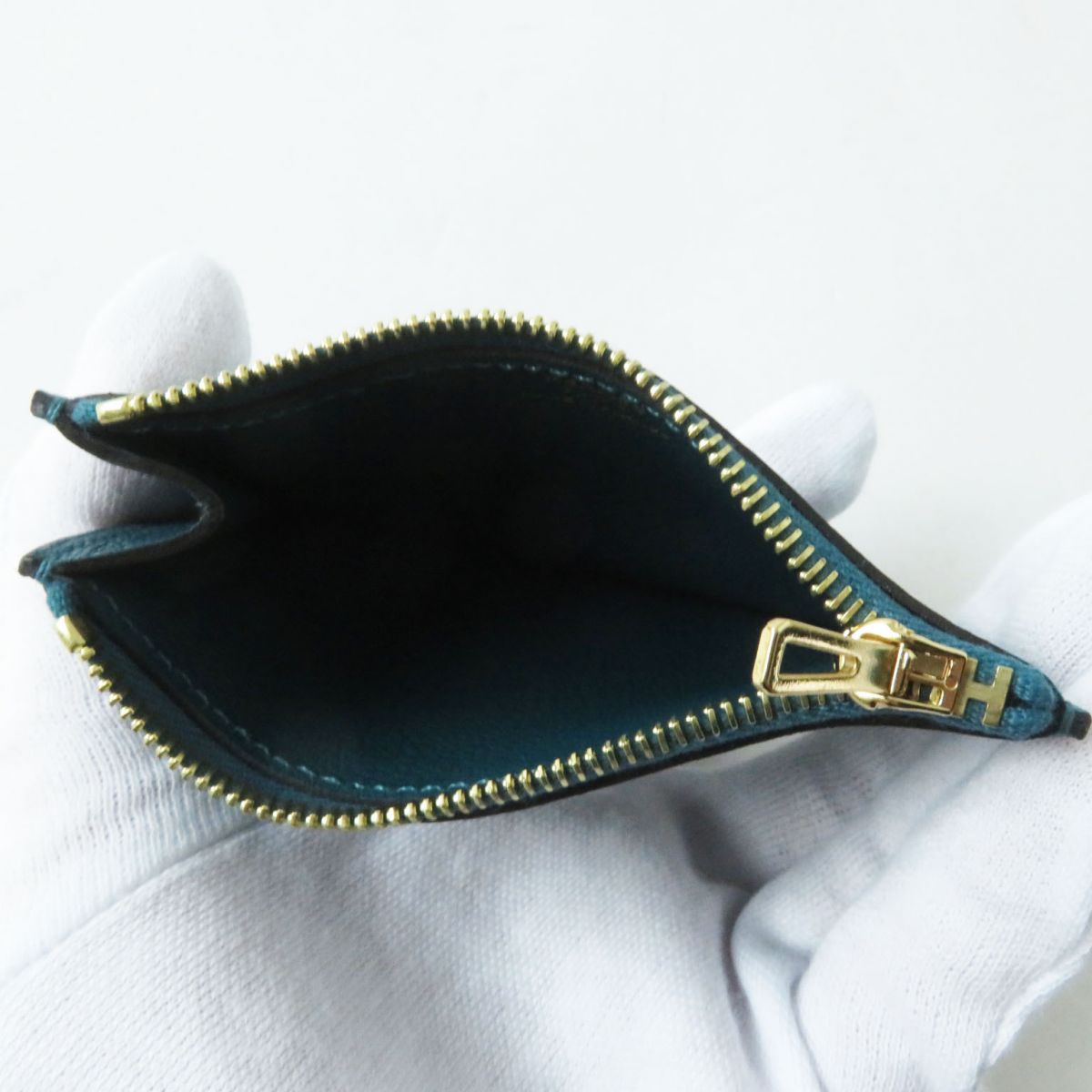 HERMES Coin case leather mint Ruri