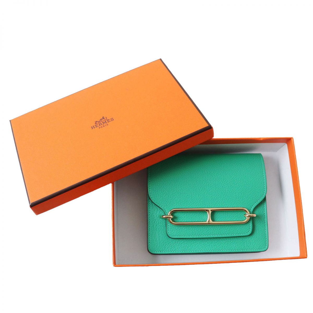 HERMES Coin case leather mint Ruri