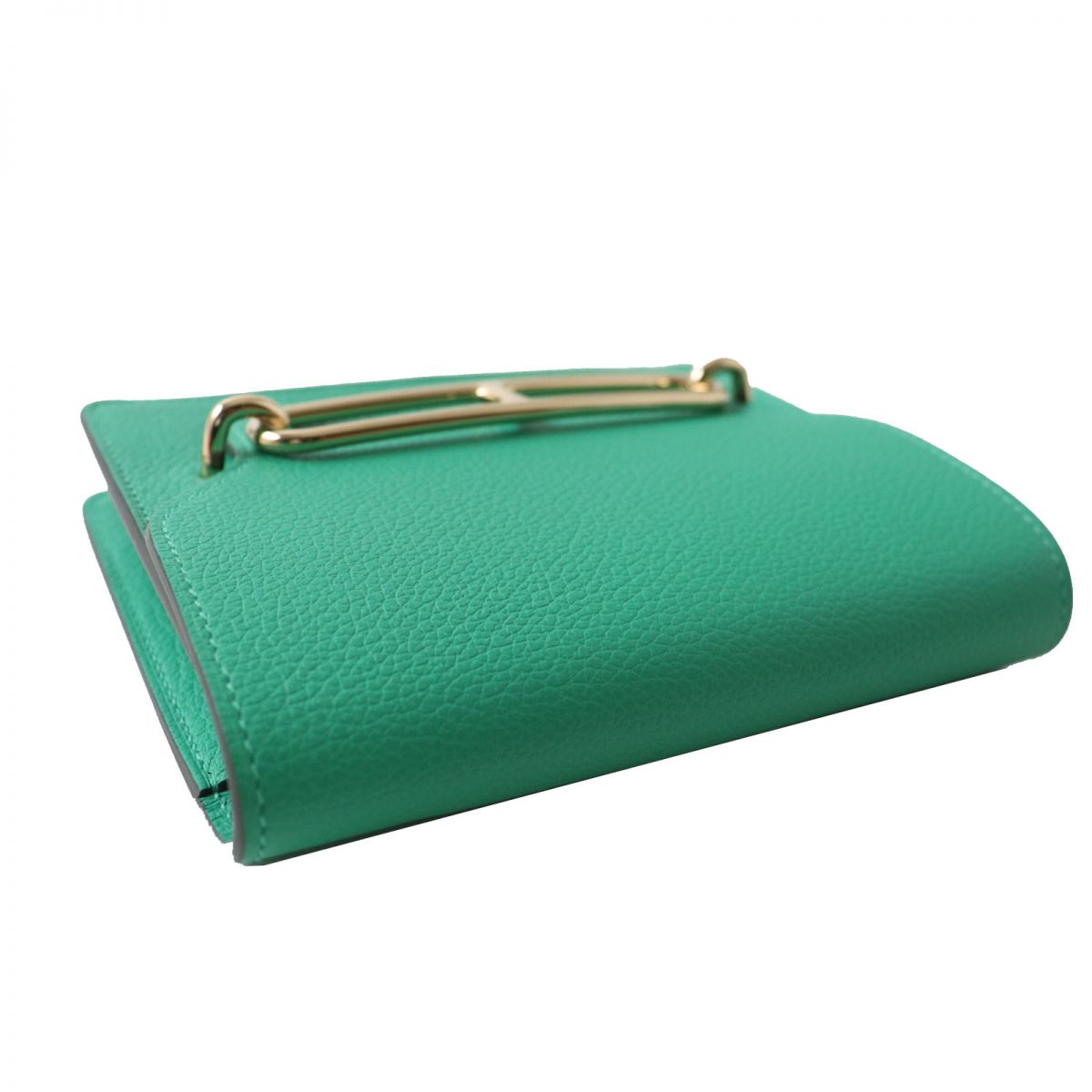 HERMES Coin case leather mint Ruri