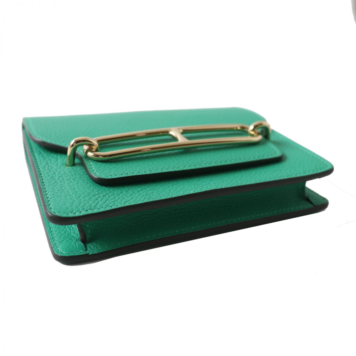 HERMES Coin case leather mint Ruri