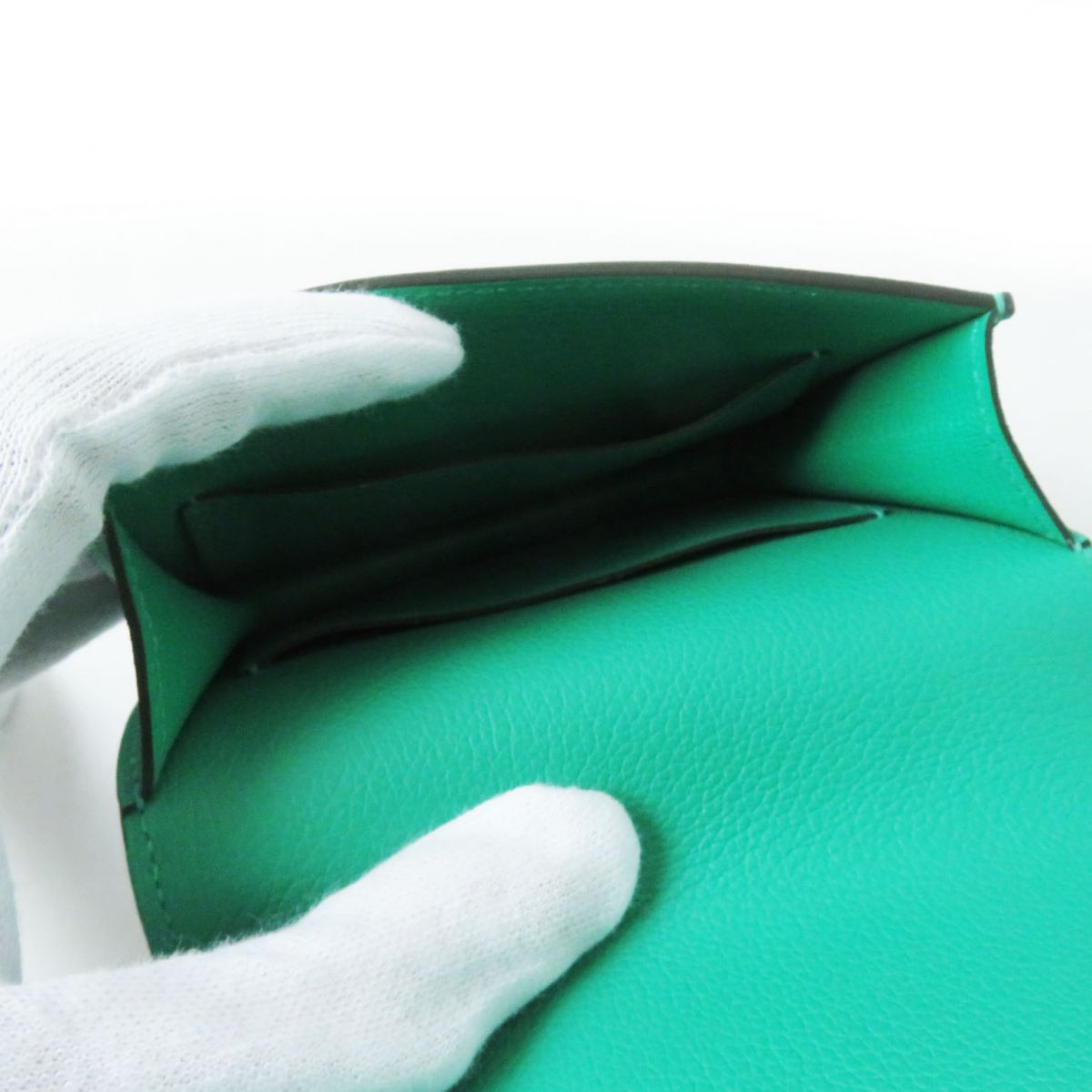 HERMES Coin case leather mint Ruri