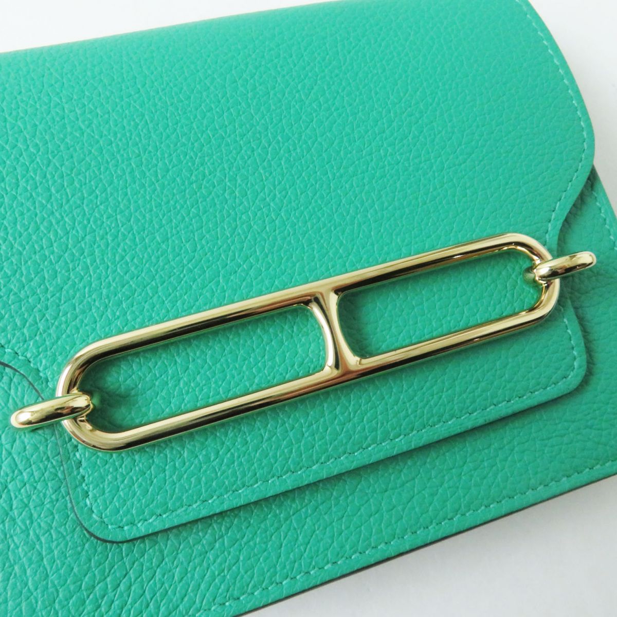 HERMES Coin case leather mint Ruri