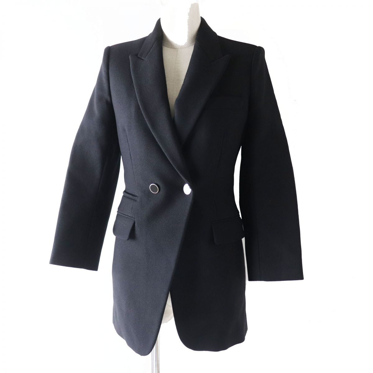 HERMES tailored jacket Outer: 70% nylon, Outer: 30% wool, Lining: 85% rayon, Lining: 15% silk, Sleeve lining: 100% cupra black Women 34 Used