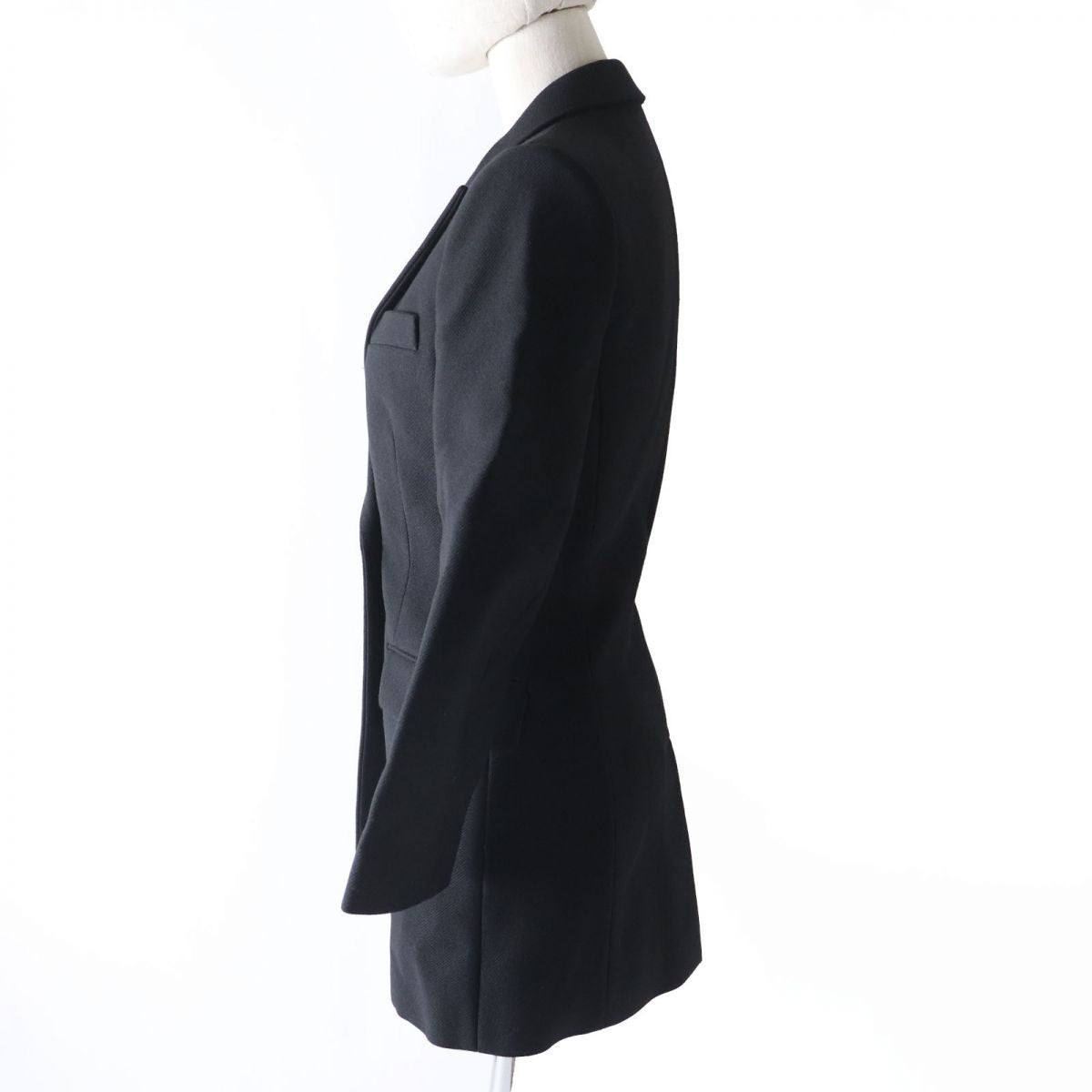 HERMES tailored jacket Outer: 70% nylon, Outer: 30% wool, Lining: 85% rayon, Lining: 15% silk, Sleeve lining: 100% cupra black Women 34 Used