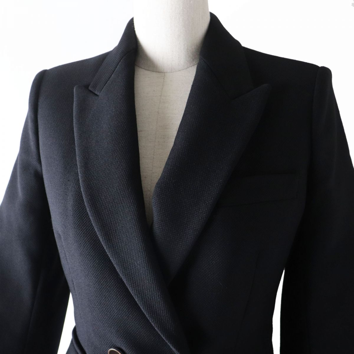 HERMES tailored jacket Outer: 70% nylon, Outer: 30% wool, Lining: 85% rayon, Lining: 15% silk, Sleeve lining: 100% cupra black Women 34 Used